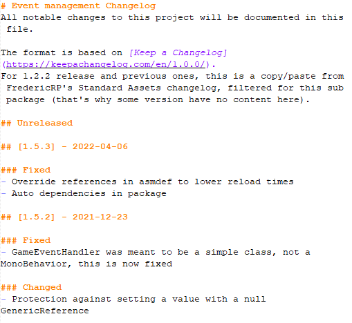 Exemple de changelog