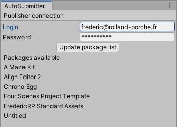 Auto Submitter étape 1 : connexion avec mot de passe et affichage des packages