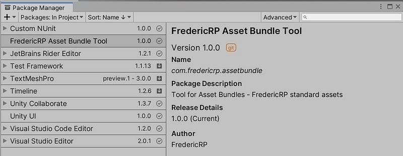 Le package Asset Bundle dans le Unity Package Manager !
