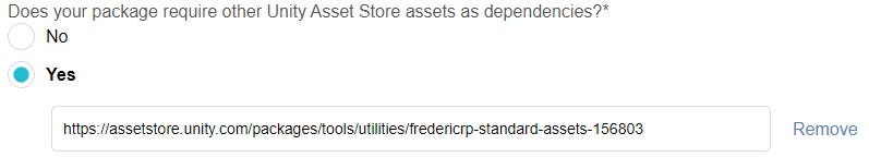 Dépendances sur l’Unity Asset Store